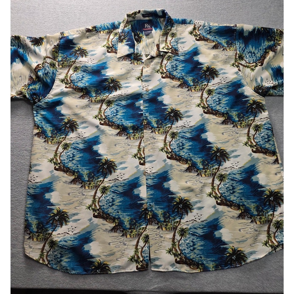 Ringo Sport Mens‎ 4X Tropical Palm Tree Beach Print Microfiber Hawaiian Shirt